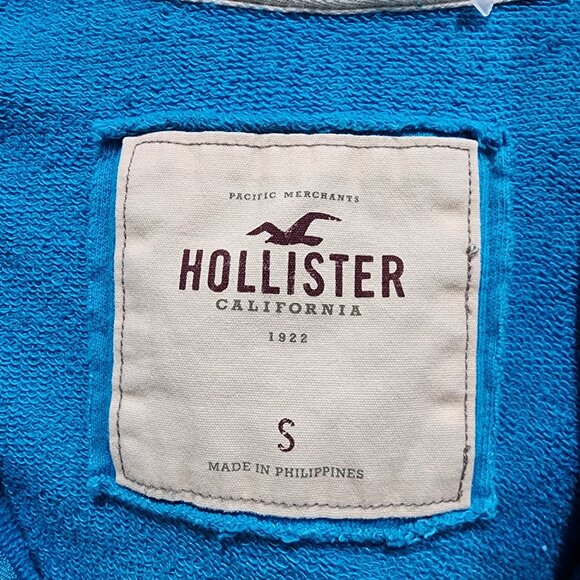 Hollister Women's Size S Blue Logo Graphic Full Zip Hoodie Pockets - Picture 7 of 14